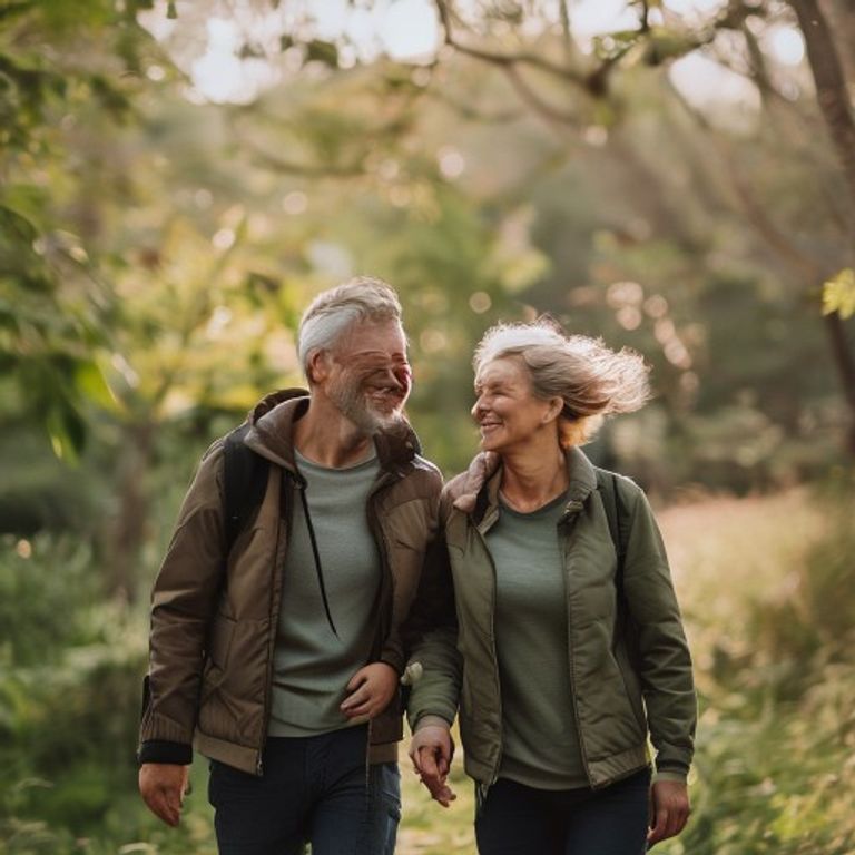 Aktives Paar in der Natur – biologisches Alter